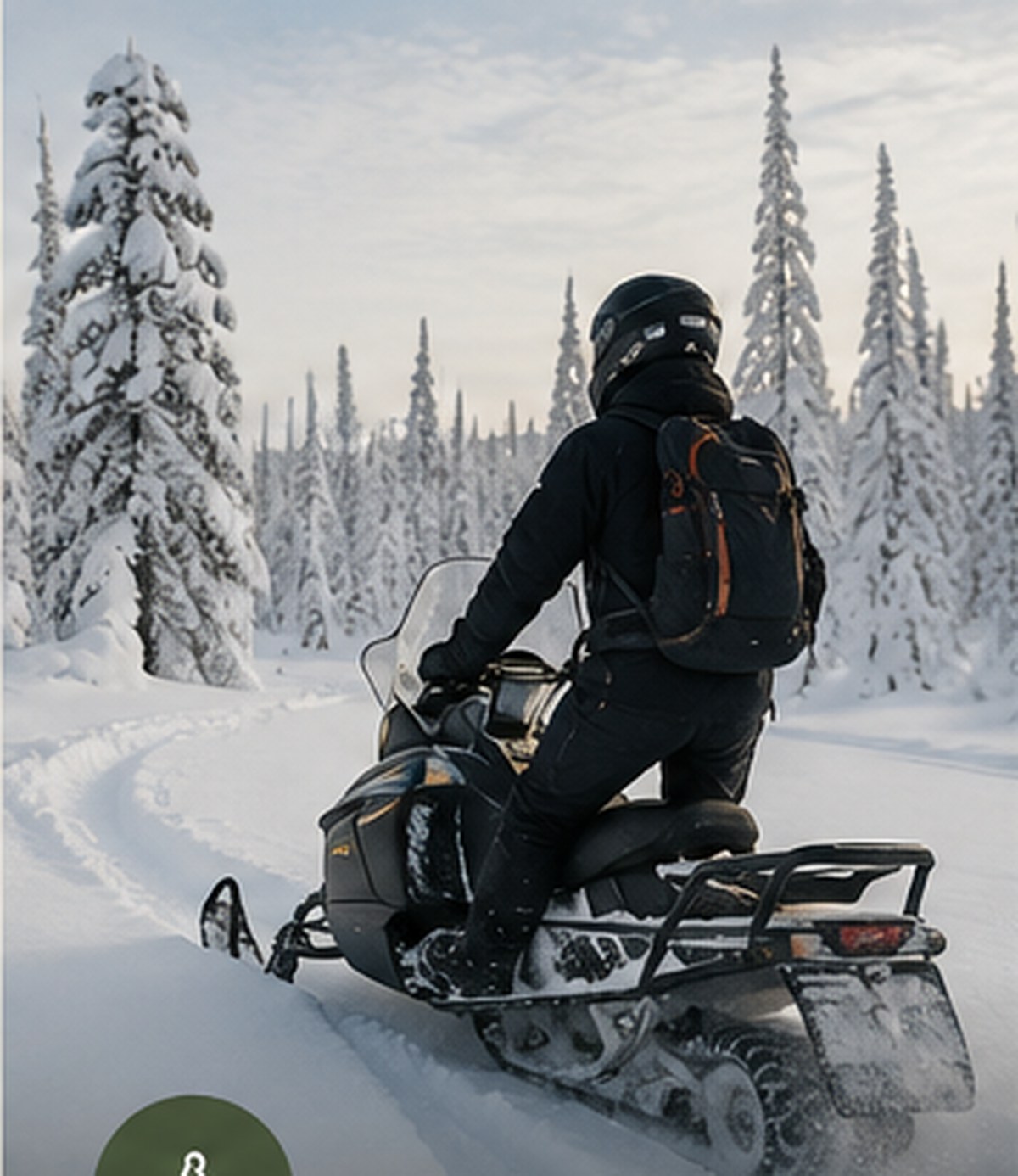 Snöskoter i vinterlandskap