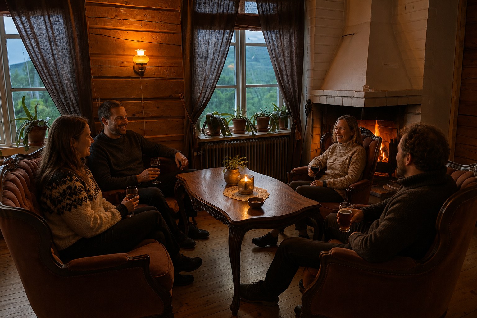 Vänner samlade i penstua på Sånninggården